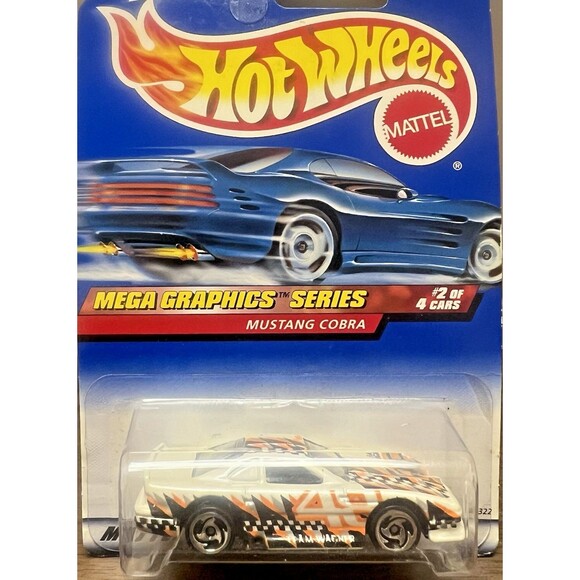 Hot Wheels Mega Graphics Series #2 of 4 Cars Mustang Cobra Collector #974 White - Picture 3 of 6